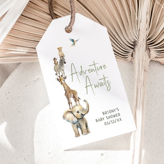 サファリアドベンチャーが赤ちゃんシャワーを待ってくれてありがとう ギフトタグ