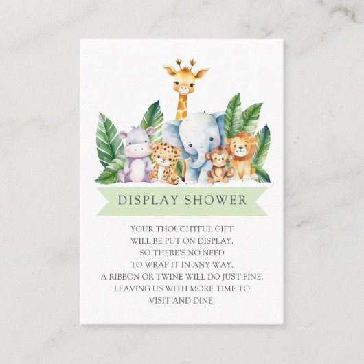 サファリアドベンチャーギフトディスプレイシャワー エンクロージャーカード (正面)