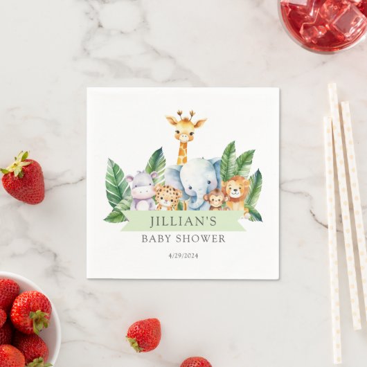 サファリアドベンチャーベビーシャワー スタンダードカクテルナプキン (インサイチュ)