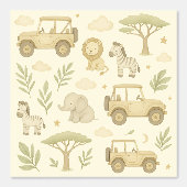 サファリアドベンチャー子供部屋壁紙ニュートラルジャングル 壁紙 (正面)