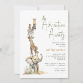 サファリアドベンチャー待ち | 1つの赤ん坊シャワーで 招待状 (正面)