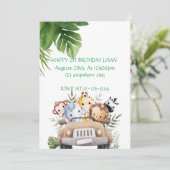 サファリアドベンチャー誕生日招待状、デジタル 招待状 (スタンド正面)