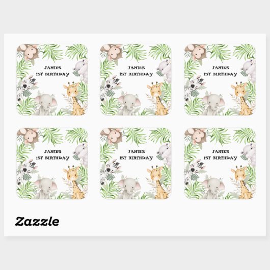 サファリアドベンチャー誕生日 スクエアシール (シート)