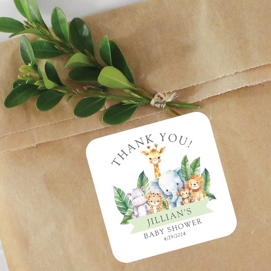 サファリアドベンチャー赤ちゃんシャワーありがとう スクエアシール