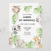 サファリアドベンチャー1st誕生日招待状 招待状 (正面/裏面)