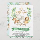 サファリアニズムズワイルドワンベビーシャワー招待状 招待状 (正面/裏面)