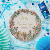 サファリアニマルアドベンチャースタート男の赤ちゃんシャワー ペーパープレート (パーティー)