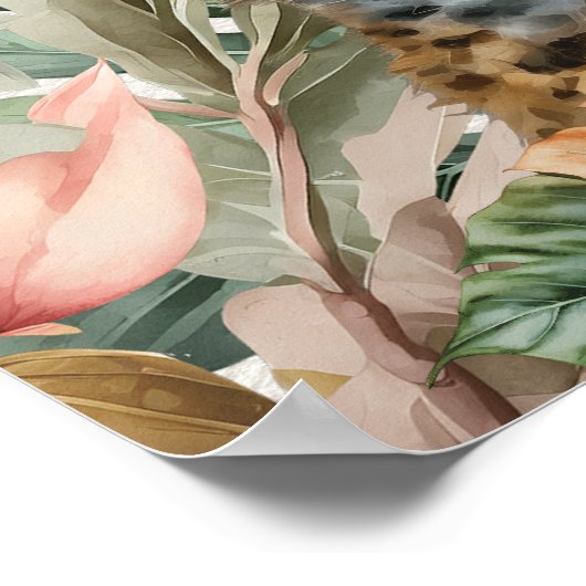 サファリアニマルアドベンチャースタート男の赤ちゃんシャワー ポスター (角)