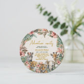 サファリアニマルアドベンチャースタート男の赤ちゃんシャワー 招待状 (スタンド正面)