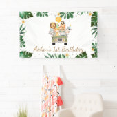 サファリアニマルイエローバルーン誕生日バナー 横断幕 (インサイチュ)