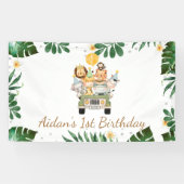 サファリアニマルイエローバルーン誕生日バナー 横断幕 (横)