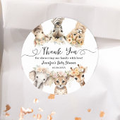 サファリアニマルガールベビーシャワークラシックラウンド ラウンドシール