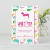 サファリアニマルガール誕生日パーティーへの招待 招待状 (スタンド正面)