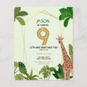 サファリアニマルキレーフバジェット誕生日招待状 (正面)