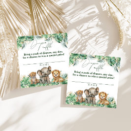 サファリアニマルジャングルグリーン&金ゴールドボーイオムツ エンクロージャーカード