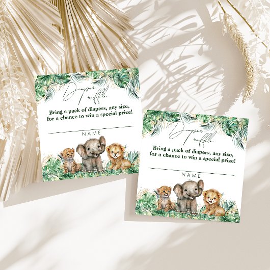 サファリアニマルジャングルグリーン&金ゴールドボーイオムツ エンクロージャーカード