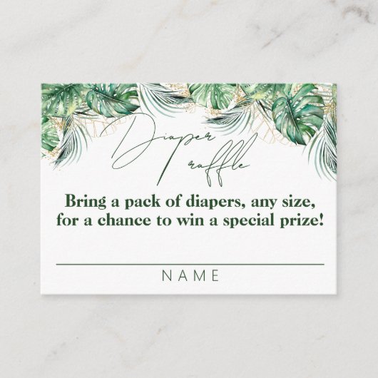 サファリアニマルジャングルグリーン&金ゴールドボーイオムツ エンクロージャーカード (正面)