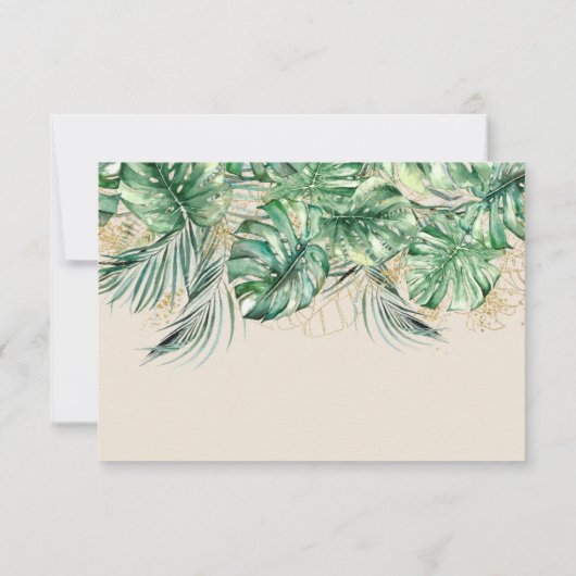 サファリアニマルジャングルグリーン&金ゴールドボーイベビーシャワー サンキューカード (裏面)