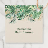 サファリアニマルジャングルグリーン&金ゴールドボーイベビーシャワー フェイバータグ (裏面)