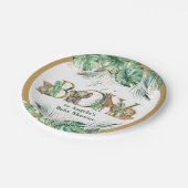 サファリアニマルジャングルグリーン&金ゴールドボーイベビーシャワー ペーパープレート (アングル)