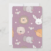 サファリアニマルジャングルピンクバースデーパーティーガール 招待状 (裏面)