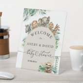 サファリアニマルジャングルモダンウェルカムベビーシャワー 台座サイン (インサイチュ)