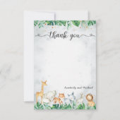 サファリアニマルズウォーター誕生日 |赤ちゃんシャワー サンキューカード (正面)