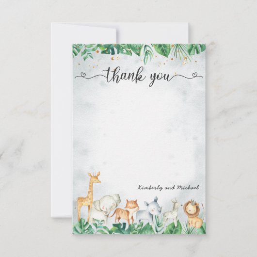 サファリアニマルズウォーター誕生日 |赤ちゃんシャワー サンキューカード (正面)
