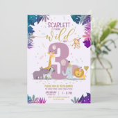サファリアニマルズガールズヤングワイルドアンドスリー誕生日 招待状 (スタンド正面)