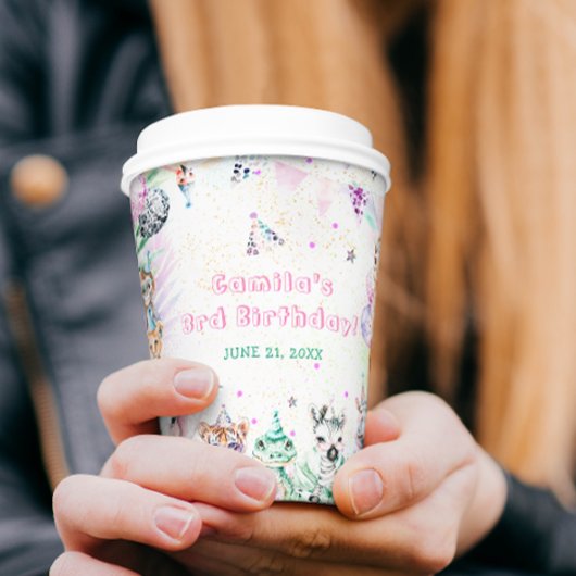 サファリアニマルズガール誕生日 紙コップ