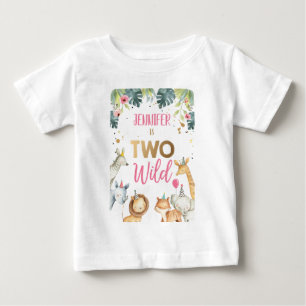 サファリアニマルズガール誕生日Tシャツ反抗的な子ども ベビーTシャツ