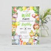 サファリアニマルズキッズパーティの招待状 サンキューカード (スタンド正面)