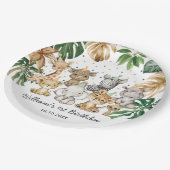 サファリアニマルズジャングルグリーンリーワイルドワン誕生日 ペーパープレート (アングル)