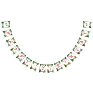 サファリアニマルズジャングルワイルドワンハッピーバースデー バンティングフラッグ