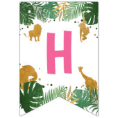 サファリアニマルズジャングルワイルドワンハッピーバースデー バンティングフラッグ (第2の旗)