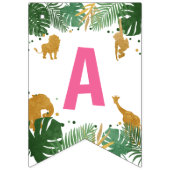 サファリアニマルズジャングルワイルドワンハッピーバースデー バンティングフラッグ (第3の旗)