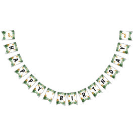 サファリアニマルズジャングルワイルドワンハッピーバースデー バンティングフラッグ