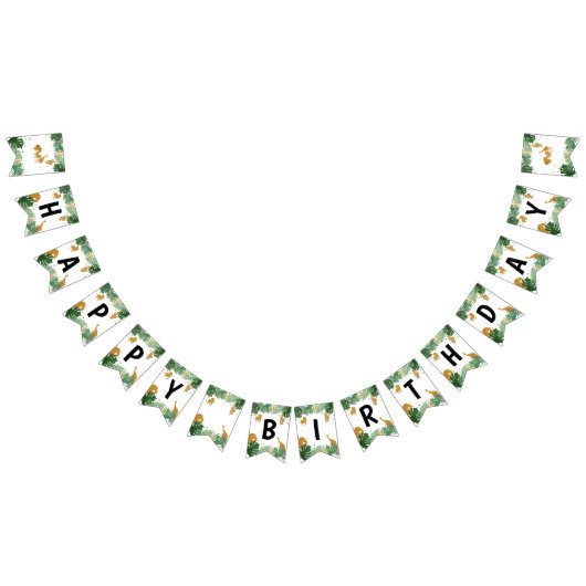 サファリアニマルズジャングルワイルドワンハッピーバースデー バンティングフラッグ (全)