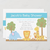 サファリアニマルズテーマベビーシャワー招待状 招待状 (正面/裏面)