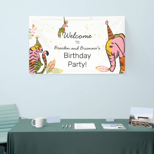 サファリアニマルズトゥイーンボー10代のホウェルカム誕生日 横断幕 (トレードショー)