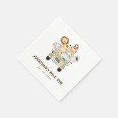 サファリアニマルズナプキンス – ボーイファーストワイルドワン誕生日 スタンダードカクテルナプキン (角)