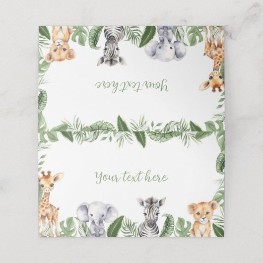 サファリアニマルズバースデーパーティー座席表 プレイスカード (外部開封)