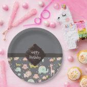 サファリアニマルズパターン子供部屋アートハッピーバースデー ペーパープレート (パーティー)