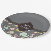 サファリアニマルズパターン子供部屋アートハッピーバースデー ペーパープレート (アングル)