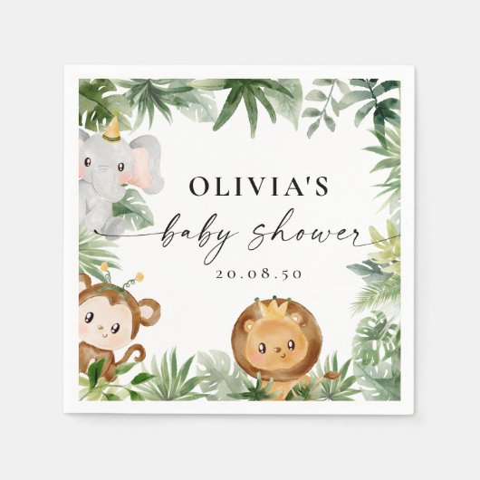 サファリアニマルズパーティーナプキン スタンダードカクテルナプキン (正面)