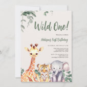 サファリアニマルズファースト誕生日 招待状 (正面)