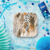 サファリアニマルズファープリント抽象芸術モダンボホ ペーパープレート (パーティー)