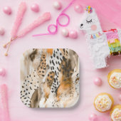 サファリアニマルズファープリント抽象芸術モダンボホ ペーパープレート (パーティー)