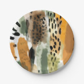 サファリアニマルズファープリント抽象芸術モダンボホ ペーパープレート (正面)