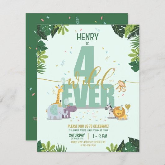 サファリアニマルズフォーエバーワイルドバジェット誕生日 (正面/裏面)